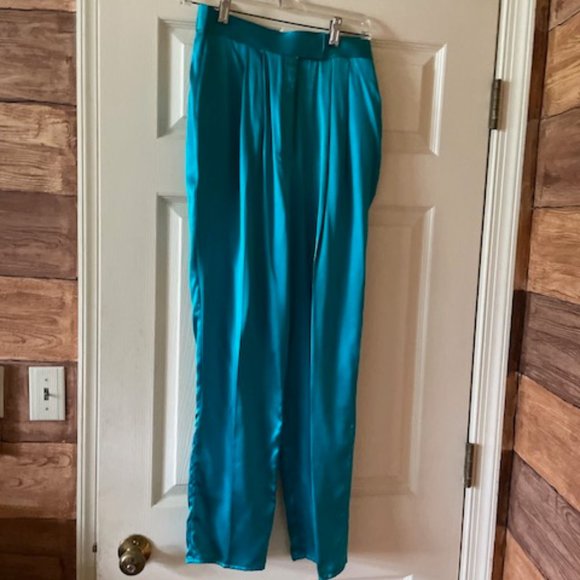 Silk pants, Vintage Cassis, size 10, teal, circa 70s/80s, never worn - Picture 1 of 2